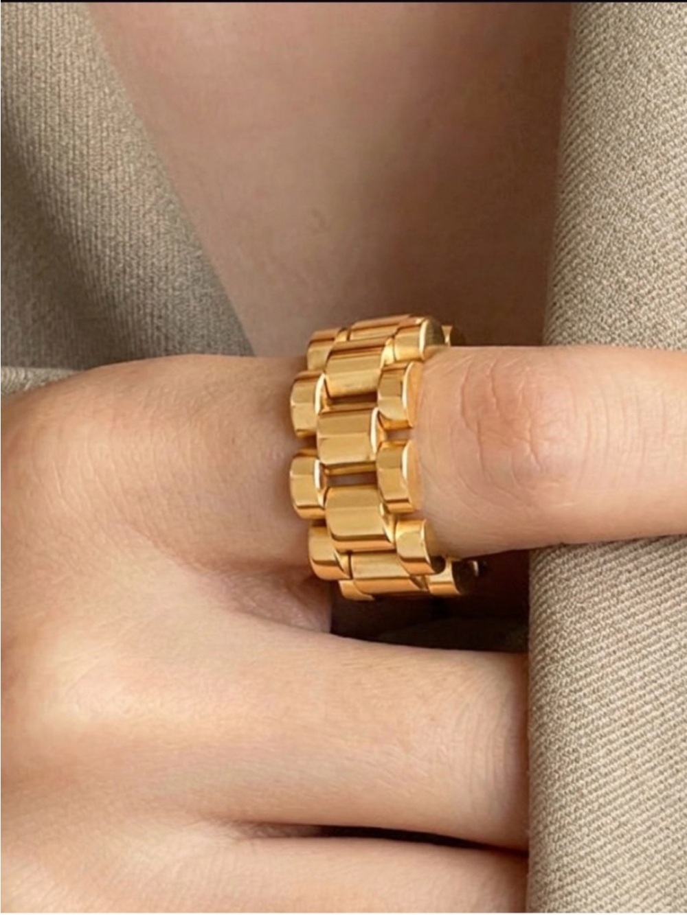 Plunder Design Macon Watch Band Ring Gold Plated Sz 9